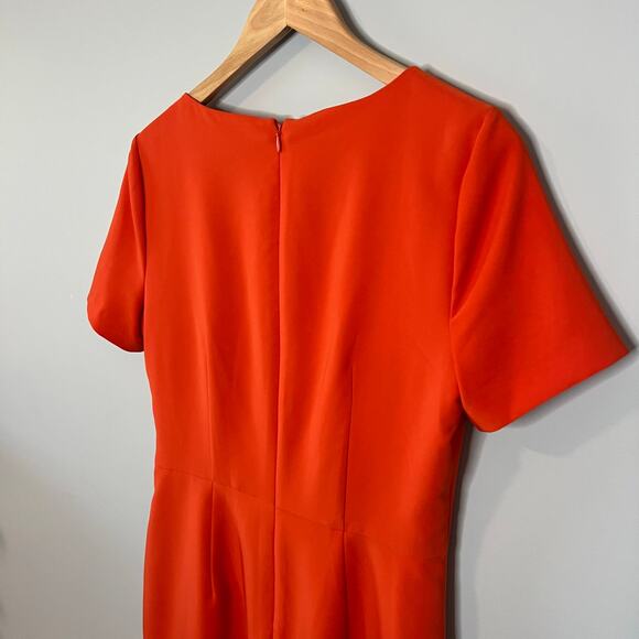 Maggy London Orange SS Side Tie Drape Sheath Dress US Size 8 - Picture 12 of 16